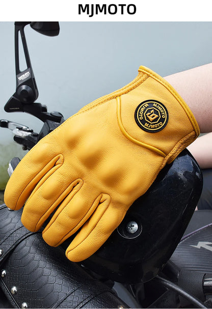 Retro Leather Motorcycle Gloves – Unisex Summer Biker Style