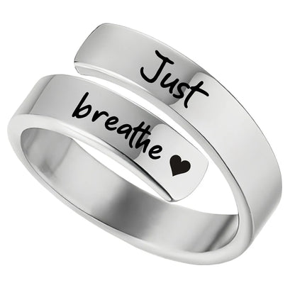 Inspirational Just Breathe Stainless Steel Ring – Elegant Men's Accessory | Accessorio Uomo Elegante