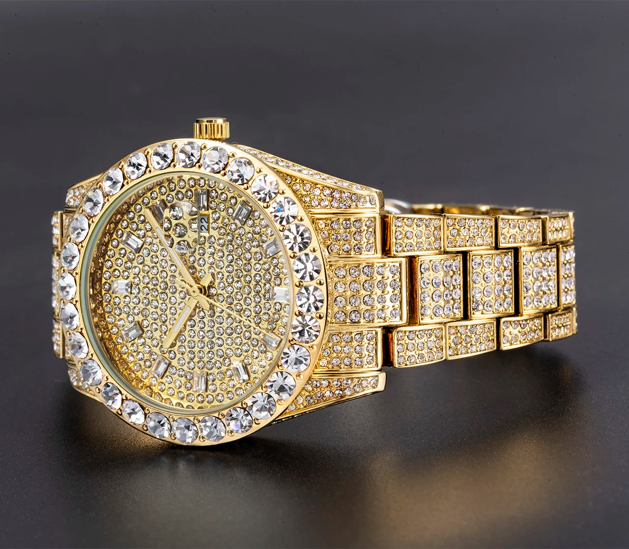 King’s Shine – Men’s Crystal Steel Watch with Calendar & Waterproof Design – Elegant Men's Accessory | Accessorio Uomo Elegante