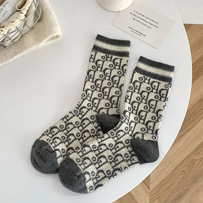 Women's Wool Warm Socks – French Style Letter Design