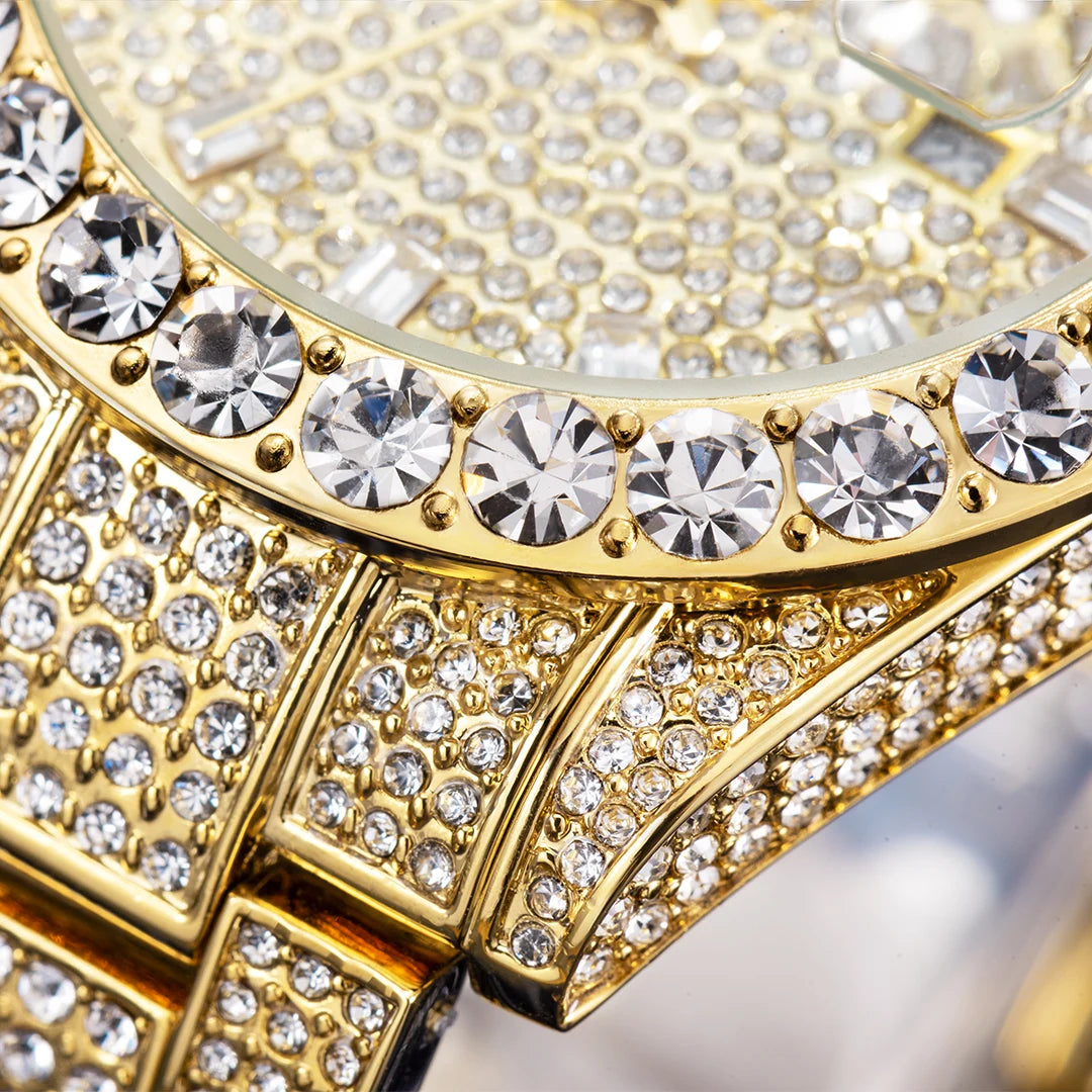 DRAVEN — King’s Shine – Men’s Crystal Steel Watch with Calendar & Waterproof Design