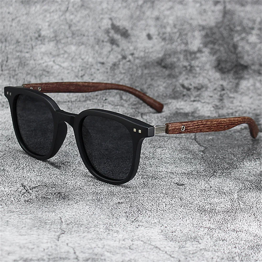 DRAVEN — Wood Grain Sunglasses – Trendy Retro Polarized Design
