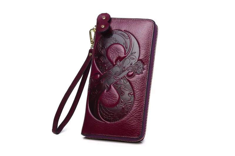 Vintage Genuine Cowhide Wallet Women 2025 Floral Design – Elegant Men's Accessory | Accessorio Uomo Elegante