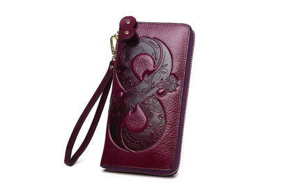 Vintage Genuine Cowhide Wallet Women 2025 Floral Design – Elegant Men's Accessory | Accessorio Uomo Elegante