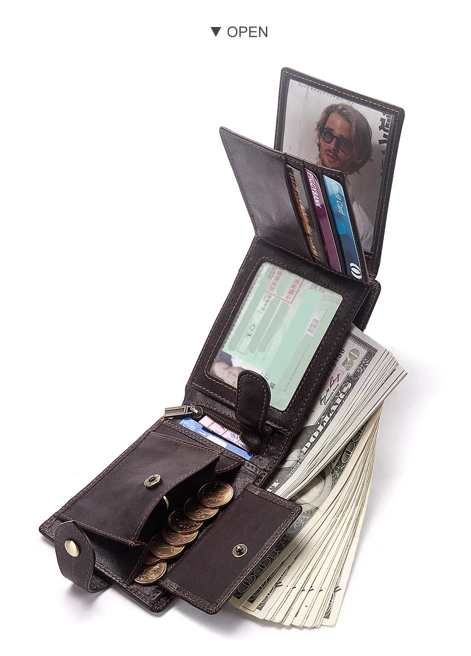 Genuine Leather Slim Wallet Men Minimalist RFID Design – Elegant Men's Accessory | Accessorio Uomo Elegante