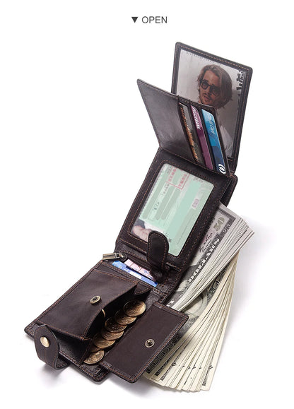 Genuine Leather Slim Wallet Men Minimalist RFID Design – Elegant Men's Accessory | Accessorio Uomo Elegante