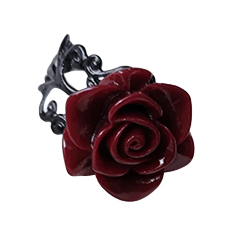 DRAVEN — Punk Gothic Red Rose Ring