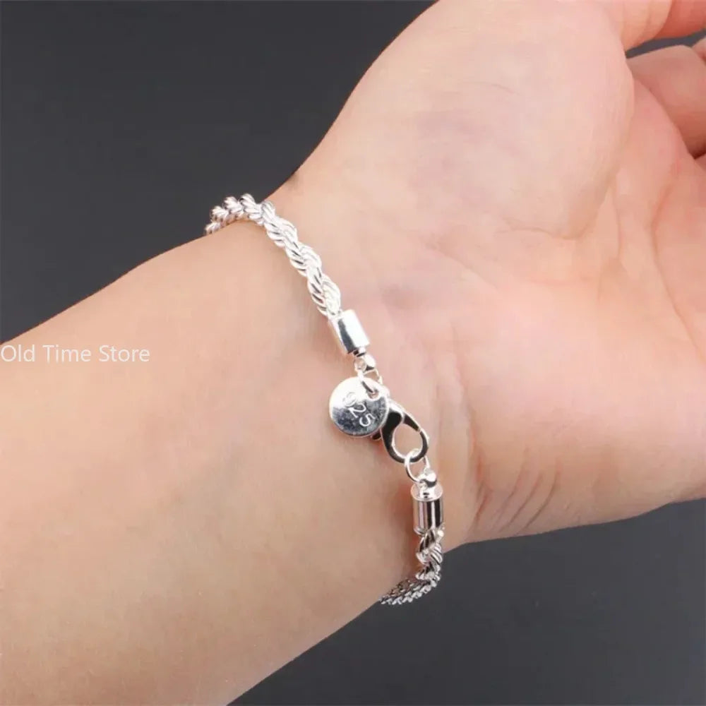 DRAVEN — Twisted Silver Rope Chain Bracelet