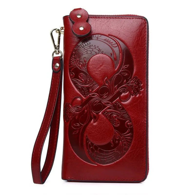 Vintage Genuine Cowhide Wallet Women 2025 Floral Design – Elegant Men's Accessory | Accessorio Uomo Elegante
