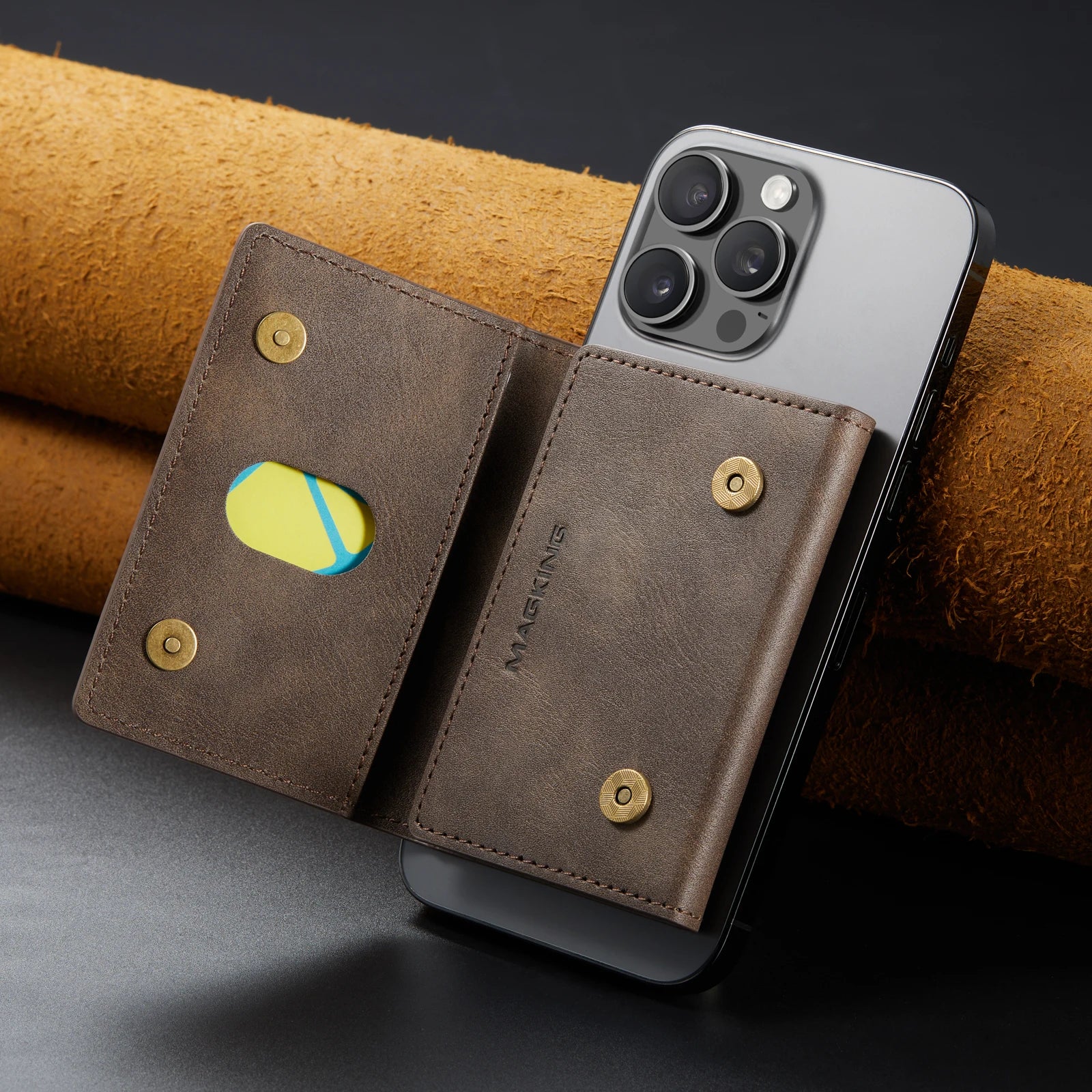 Magnetic Leather Wallet Premium Foldable Mini Design – Elegant Men's Accessory | Accessorio Uomo Elegante