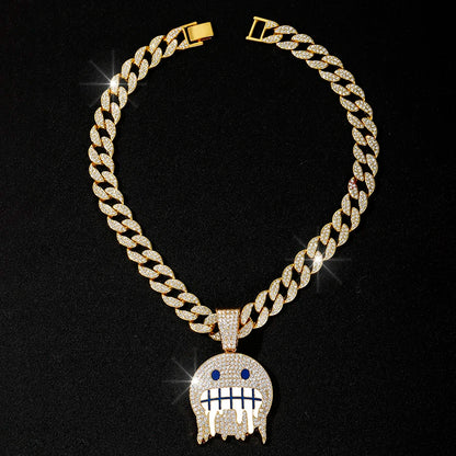 15mm Cuban Chain Necklace with Cold Face Pendant – High-Polish Finish – Elegant Men's Accessory | Accessorio Uomo Elegante