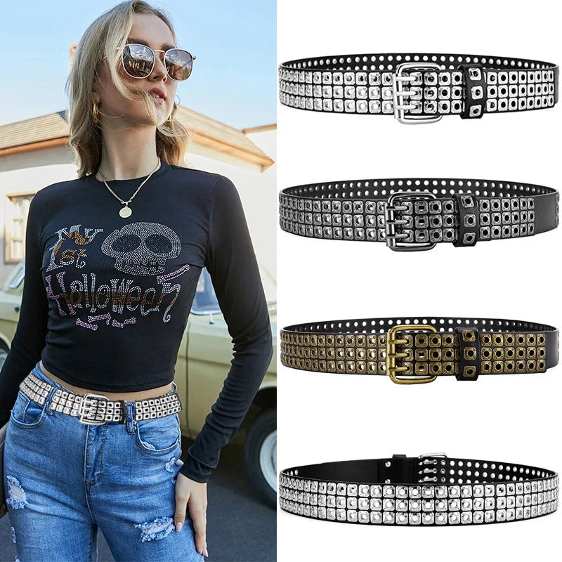 DRAVEN — Punk Street Belt Unisex Square Beads Design