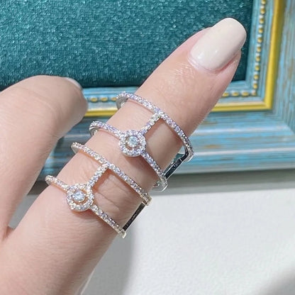 18K Gold Geometric Zircon Ring – Elegant Men's Accessory | Accessorio Uomo Elegante