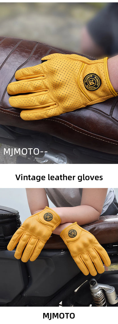 Retro Leather Motorcycle Gloves – Unisex Summer Biker Style