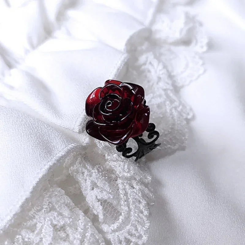 DRAVEN — Punk Gothic Red Rose Ring