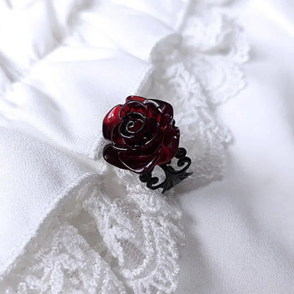 Punk Gothic Red Rose Ring – Elegant Men's Accessory | Accessorio Uomo Elegante