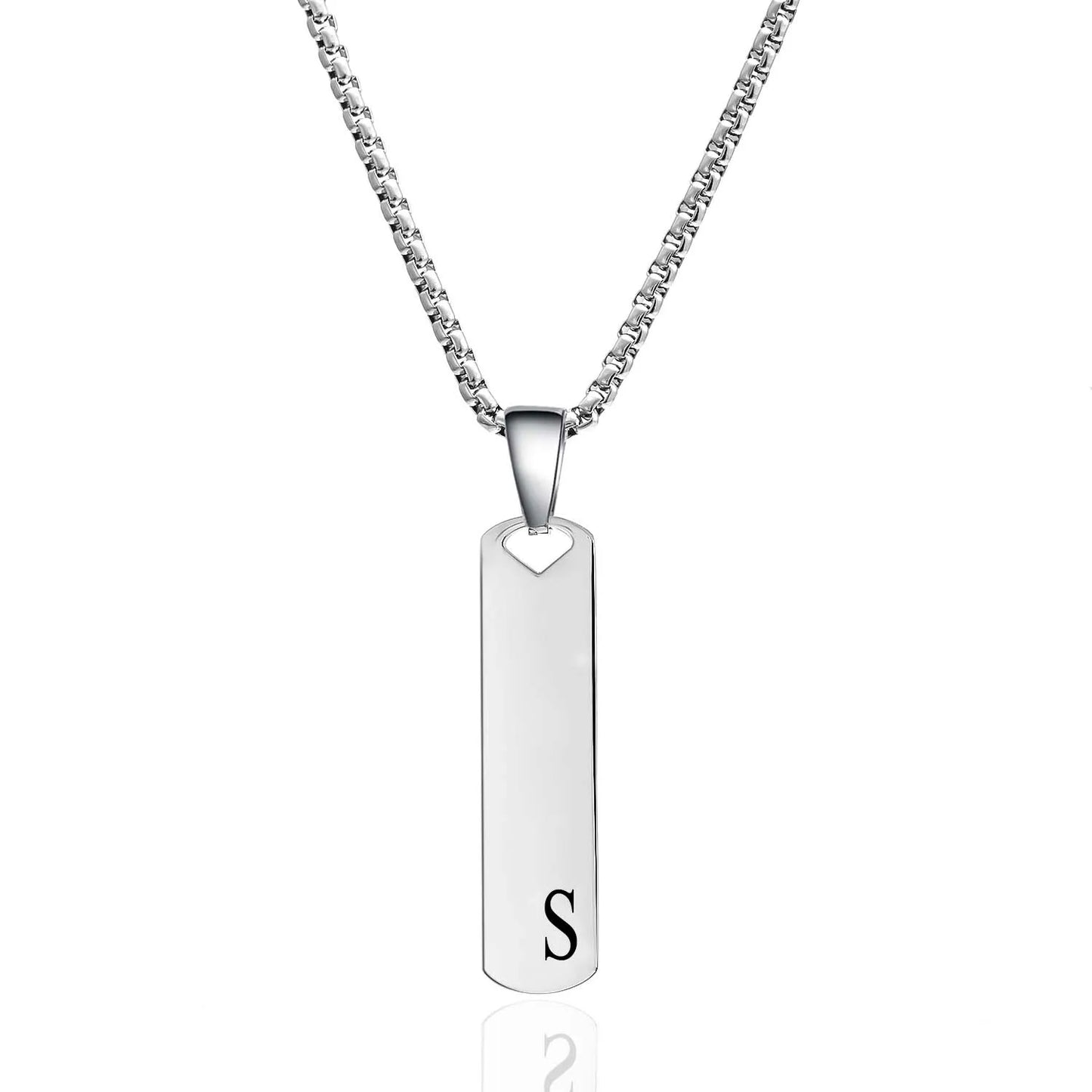 DRAVEN — Stainless Steel Initial Bar Necklace – A–Z Alphabet Pendant Jewelry for Men and Women