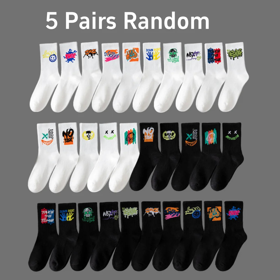 DRAVEN — Men's Graffiti Streetwear Crew Socks – Unique Breathable Design
