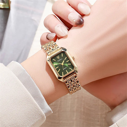 Women’s Square Gold Watch – Elegant Quartz & Stainless Steel – Elegant Men's Accessory | Accessorio Uomo Elegante