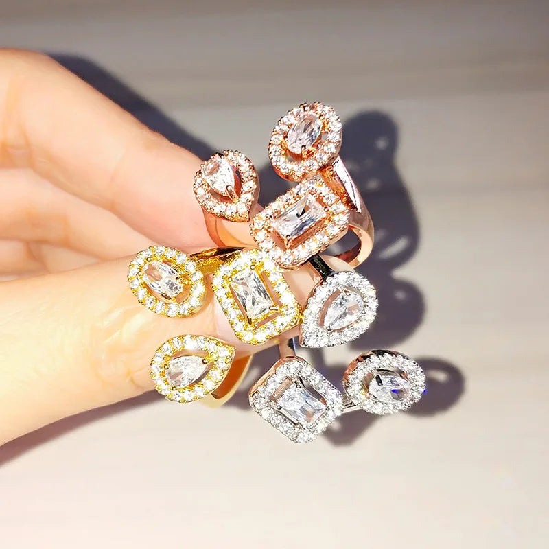 DRAVEN — 18K Gold Geometric Zircon Ring