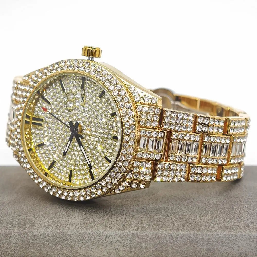 Crystal Frame – Men’s Rectangle Steel Luxury Watch with Calendar – Elegant Men's Accessory | Accessorio Uomo Elegante