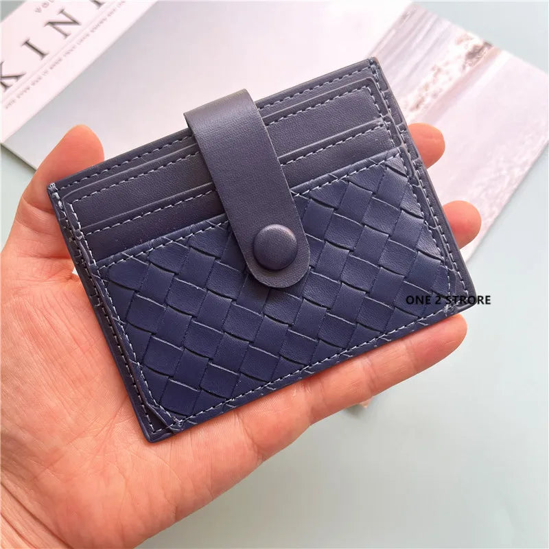 PU Leather Business Card Holder Braided Large Capacity – Elegant Men's Accessory | Accessorio Uomo Elegante