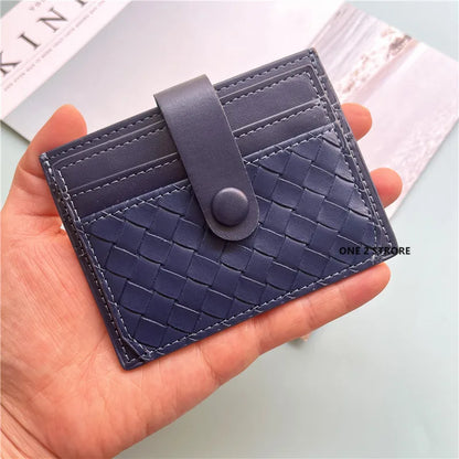 PU Leather Business Card Holder Braided Large Capacity – Elegant Men's Accessory | Accessorio Uomo Elegante