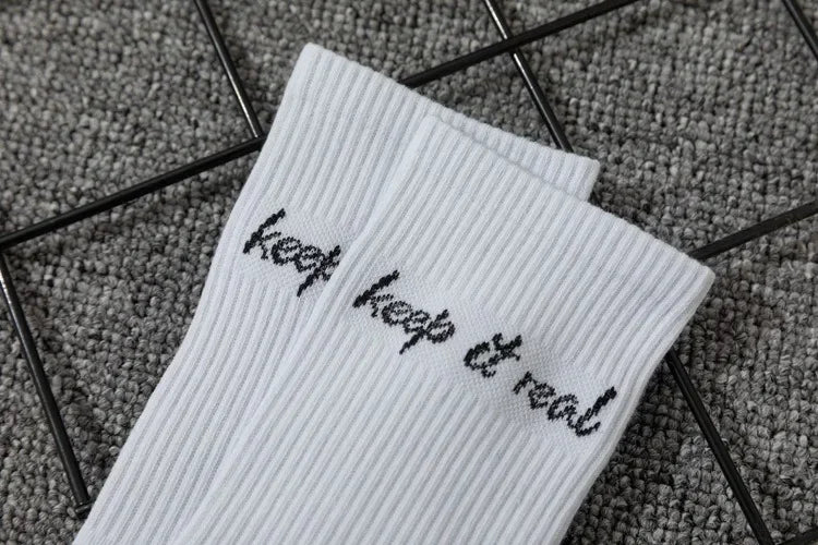 DRAVEN — Unisex Letter Street Socks – White College Style