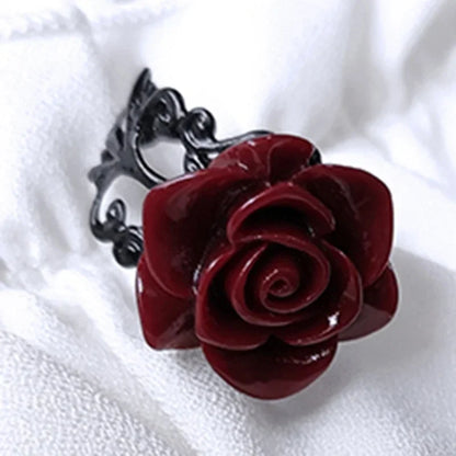 Punk Gothic Red Rose Ring – Elegant Men's Accessory | Accessorio Uomo Elegante