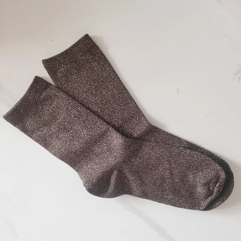DRAVEN — Women's Glitter Silk Socks – Shiny Gold & Silver Tube