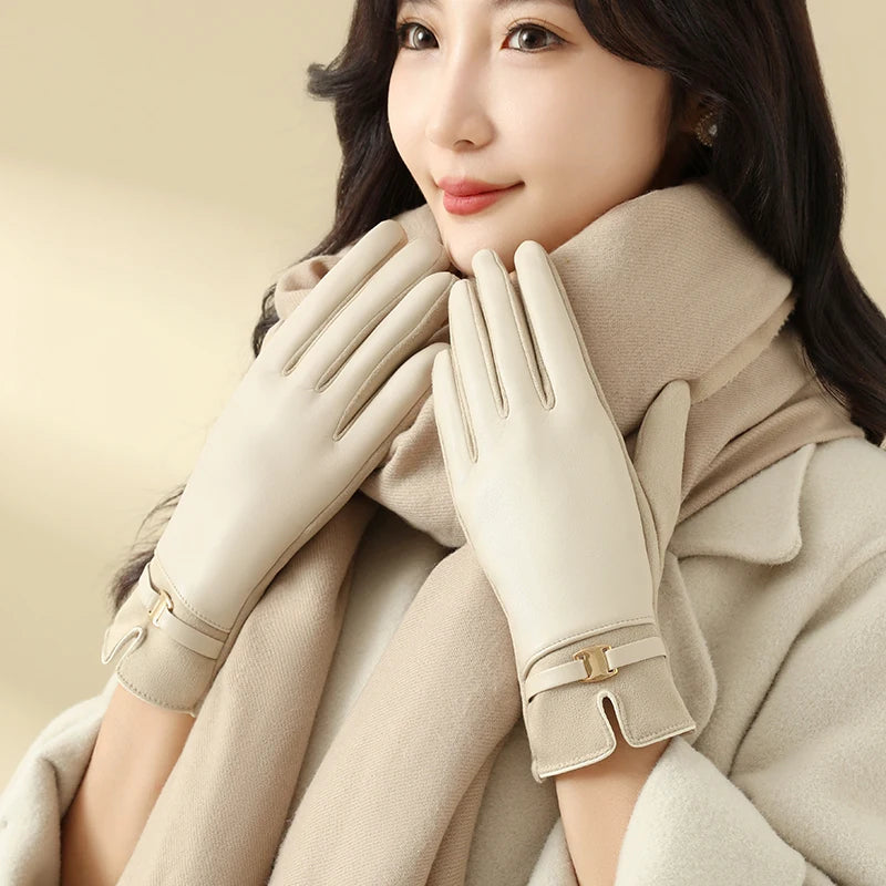 DRAVEN — Fleece-Lined PU Gloves – Women’s Elegant Winter Style