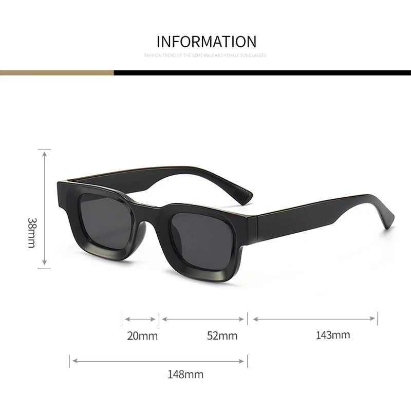 DRAVEN — Small Rectangle Sunglasses – Thick Frame Unisex Design