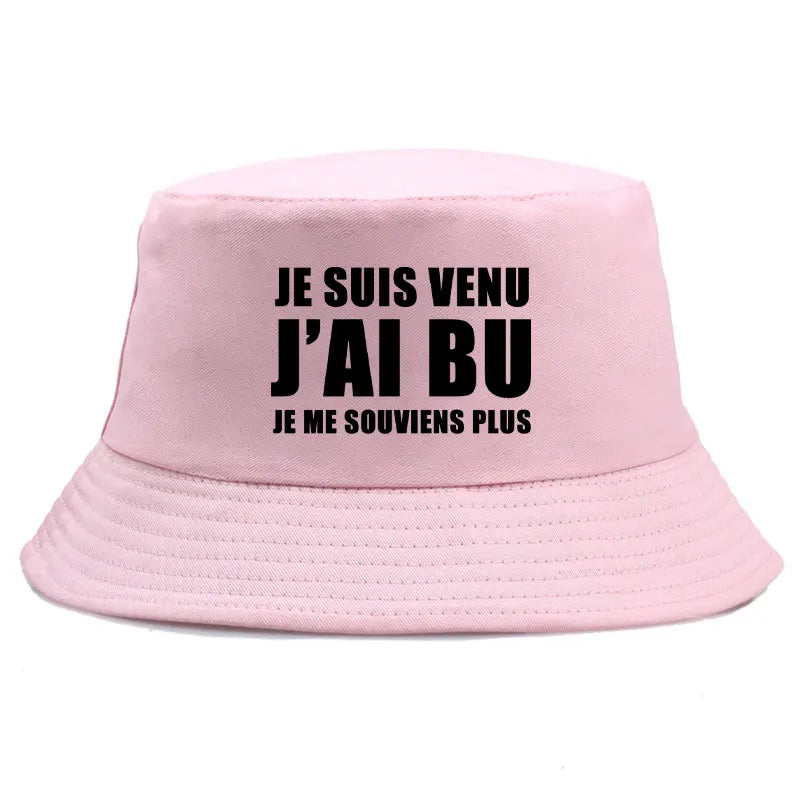DRAVEN — Reversible “Je Suis Venu J’ai Bu” Bucket Hat – Trendy Summer Style