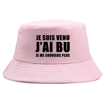 Reversible “Je Suis Venu J’ai Bu” Bucket Hat – Trendy Summer Style