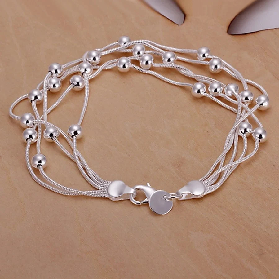 DRAVEN — Silver Beaded Chain Bracelet
