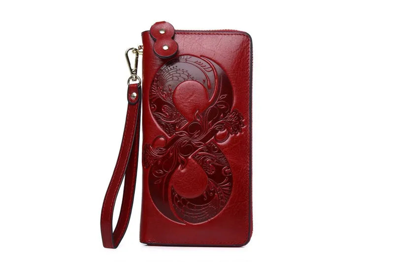 DRAVEN — Vintage Genuine Cowhide Wallet Women 2025 Floral Design