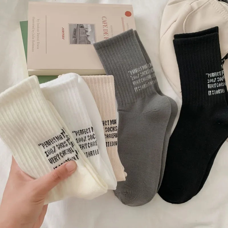 DRAVEN — Letter Cotton Socks – Trendy Unisex Sport Style