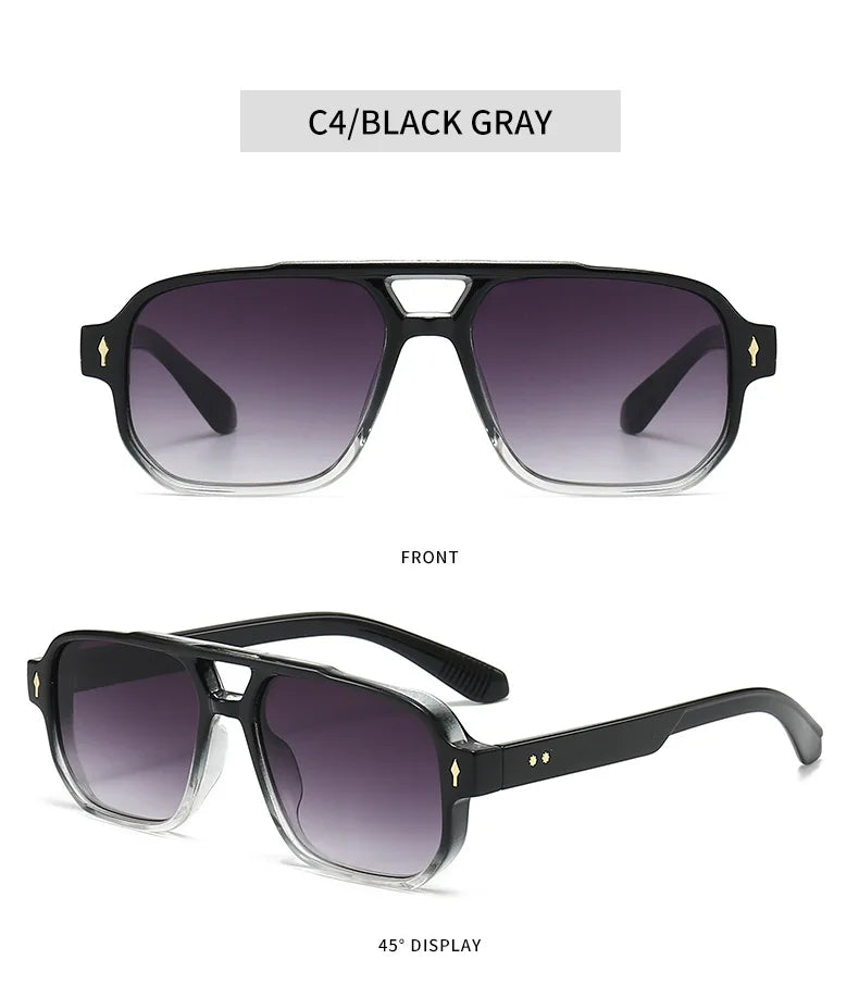 DRAVEN — Retro Double Bridge Sunglasses – Luxury Rivet Design