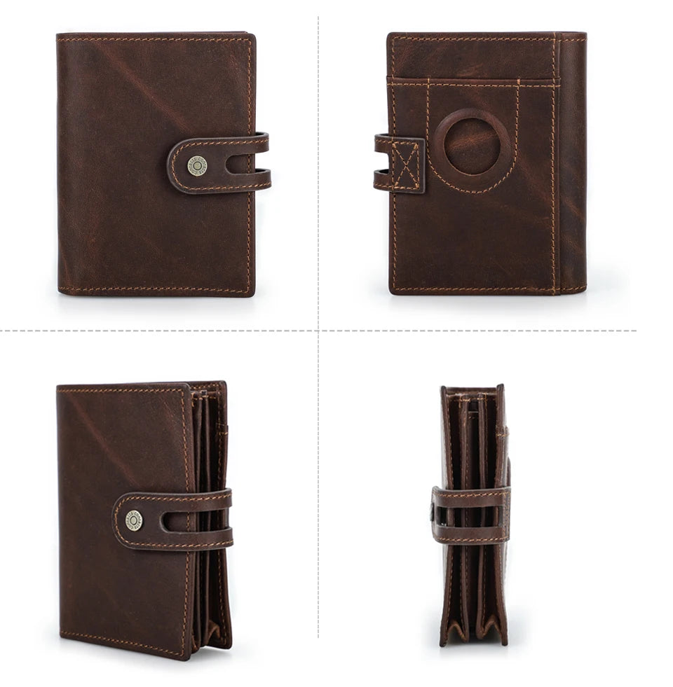 Leather Airtag Wallet Men RFID Aluminum Card Holder – Elegant Men's Accessory | Accessorio Uomo Elegante