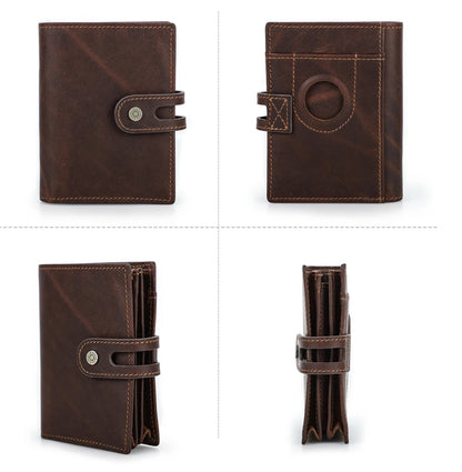 Leather Airtag Wallet Men RFID Aluminum Card Holder – Elegant Men's Accessory | Accessorio Uomo Elegante