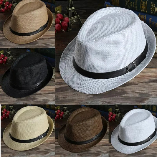 DRAVEN — Classic White Straw Fedora Hat – 2025 Summer Trend Fashion for Men — Hats & Caps | DRAVEN