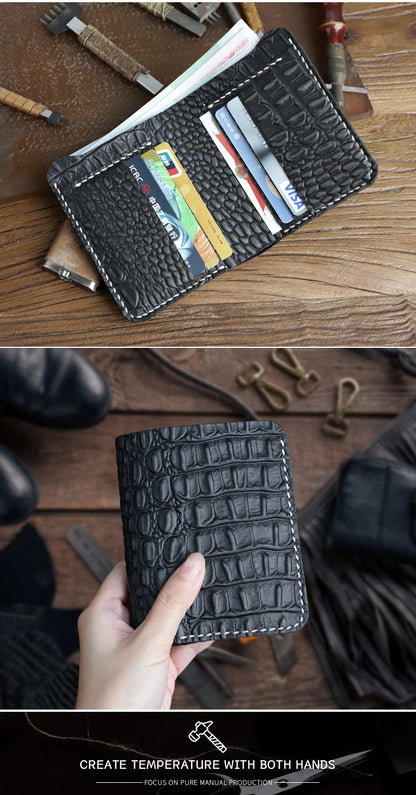 Handmade Genuine Leather Bifold Wallet Unisex Short Card Holder – Elegant Men's Accessory | Accessorio Uomo Elegante
