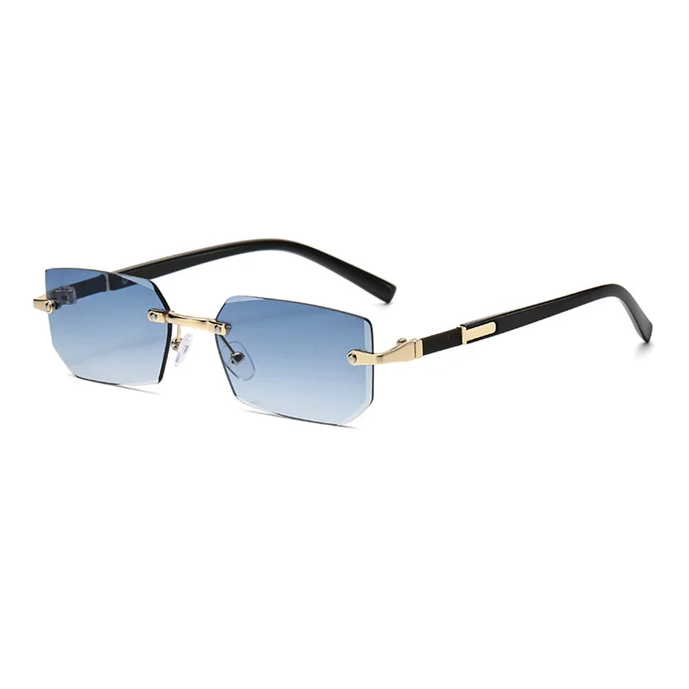 DRAVEN — Rimless Rectangle Sunglasses – Trendy Retro Style