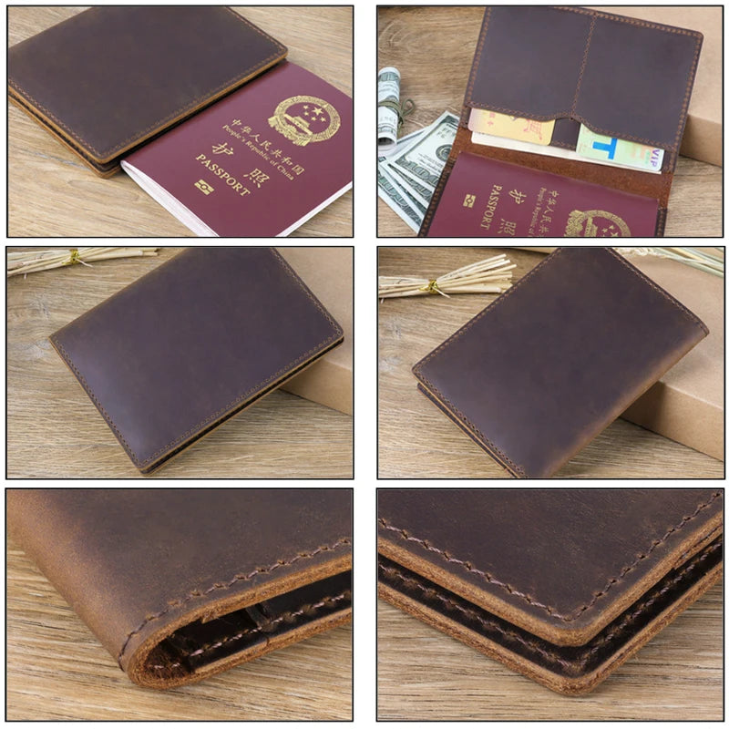 Genuine Leather Passport Wallet Unisex Vintage Cowhide – Elegant Men's Accessory | Accessorio Uomo Elegante