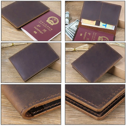 Genuine Leather Passport Wallet Unisex Vintage Cowhide – Elegant Men's Accessory | Accessorio Uomo Elegante