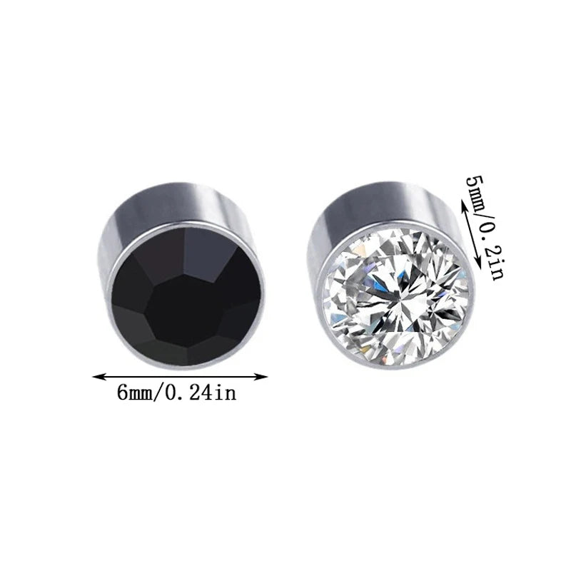 Magnetic Zircon Stud Earrings – Elegant Men's Accessory | Accessorio Uomo Elegante