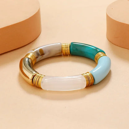 Retro Resin Stretch Bracelet – Elegant Men's Accessory | Accessorio Uomo Elegante