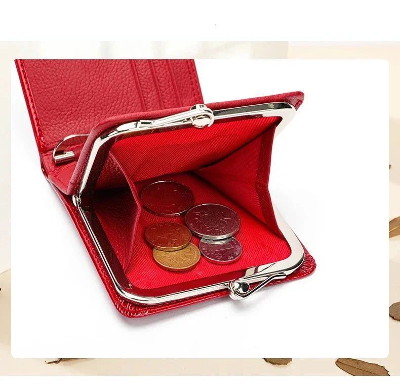 DRAVEN — Luxury Genuine Leather Wallet Women Short Clip Purse