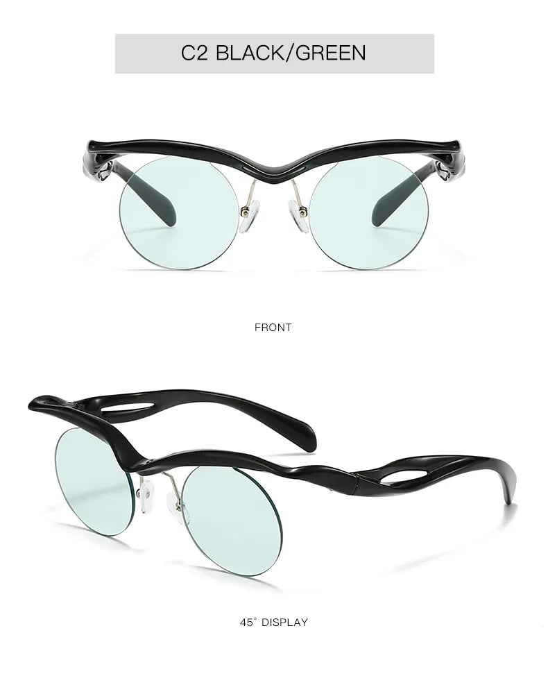 Rimless Round Sunglasses – Trendy Designer Shape – Elegant Men's Accessory | Accessorio Uomo Elegante