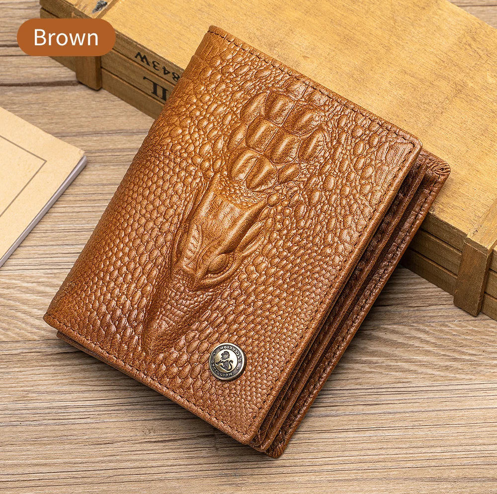 DRAVEN — Genuine Leather Crocodile Wallet Men Retro Large Capacity